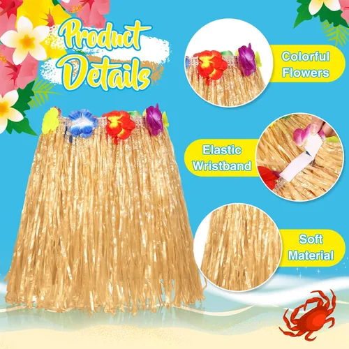 Vista 3 de 12 faldas hawaianas de hierba hula para niños para fiesta Luau, cumpleaños, vestido de graduación, espectáculos festivos, fiesta de celebración