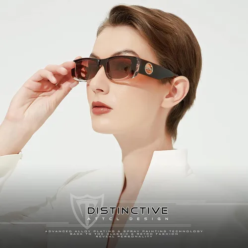 Vista 2 de ATTCL Gafas de sol polarizadas para mujer, marco rectangular, gafas de sol gruesas de moda con protección UV