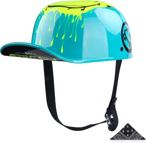 Vista 10 de Baseball Motorcycle Helmet - DOT Approved Open Face Helmet for Men Women Baseball Cap Helmet for Bike, Cruiser, Chopper, Moped, Scooter