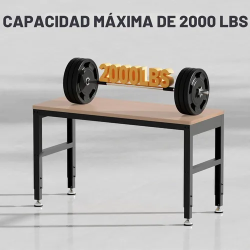 Vista 4 de Antifir Banco de trabajo ajustable de 48 pulgadas, banco de trabajo de madera resistente, capacidad de carga de 2000 libras, mesa de trabajo