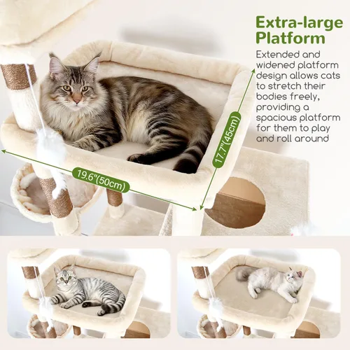 Vista 3 de Globlazer Torre Extra Grande para Gatos, Árbol de Gato de 81 Pulgadas de Altura para Gatos Grandes de 20 Libras, Torre XXL de Rascado para Gatos
