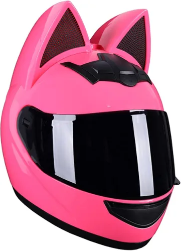 Vista 20 de Casco de locomotora con orejas de gato con certificación DOT, cómodo casco modular de cara completa para motocicleta, casco personalizado para Negro