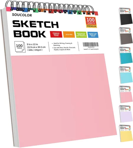 Vista 17 de Soucolor Suministros Escolares Cuaderno de bocetos de 9 x 12 pulgadas para profesor y estudiante de secundaria, paquete de 1 cuaderno de bocetos
