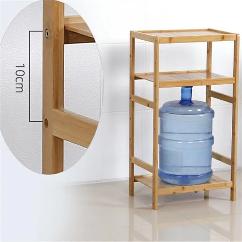 Vista 3 de Estante de almacenamiento de madera maciza con estantes ajustables, estante de almacenamiento de bambú de varios niveles para cocina, sala de estar