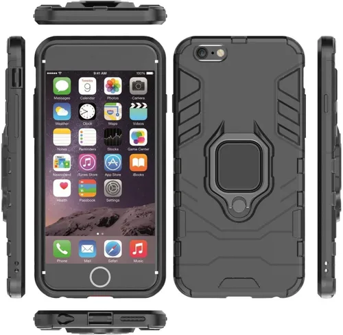 Vista 4 de Compatible con iPhone 6 Plus, 6S Plus, anillo de metal con agarre de soporte, a prueba de golpes, carcasa rígida