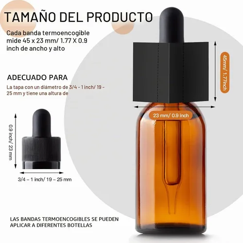 Vista 2 de Outus 500 piezas de envoltura retráctil perforada para botellas, sellos termorretráctiles para botellas (negro)