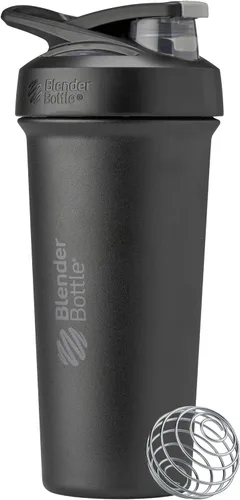 Vista 29 de BlenderBottle Strada Shaker Cup - Botella de agua aislada de acero inoxidable con batidor de alambre, 24 onzas, color negro