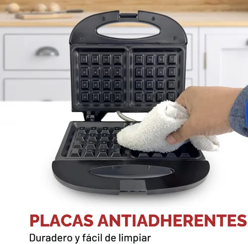 Vista 4 de Elite Gourmet Maxi-Matic - Máquina eléctrica antiadherente para hacer gofres belga, desayuno, sándwiches, compacta y portátil, 2 rebanadas