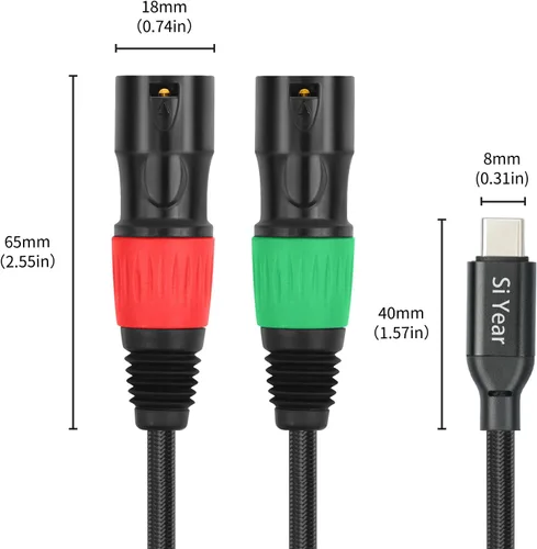Vista 3 de USB C a doble XLR macho cable de audio, adaptador tipo C a 2 XLR macho cable de amplificador de potencia estéreo para conectar smartphones USB C a