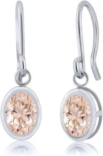 Vista 29 de Gem Stone King Aretes colgantes de plata de ley 925 de 0.276 x 0.197 in con piedra natal ovalada de alambre francés para mujer