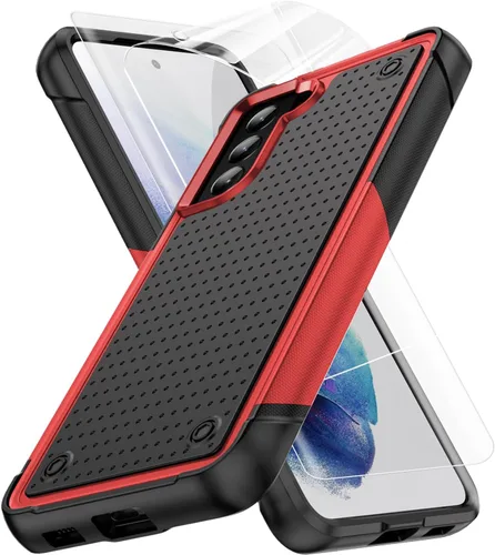 Vista 13 de Jeylly Funda para Samsung Galaxy S10 Plus S10+, ajuste delgado, doble capa, resistente, absorción de golpes, TPU con carcasa trasera de Negro