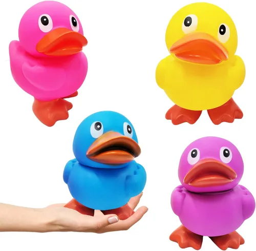 Vista 9 de The Dreidel Company Juguete de pato de goma gigante con aletas, patitos de goma gigantes para niños, baño, baby shower, cumpleaños, actividad