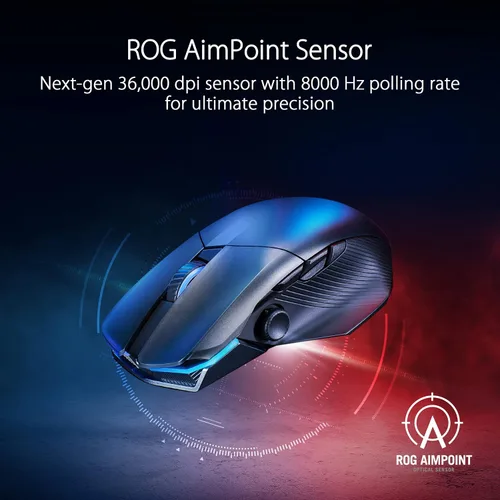 Vista 2 de ASUS ROG Chakram X Origin - Mouse para juegos, conectividad trimodo (2.4 GHz RF, Bluetooth, cableado), sensor 36000 DPI, 11 botones programables