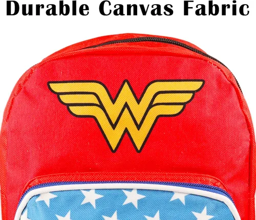 Vista 5 de Wonder Woman Juego de mini mochila Mini mochila Wonder Woman de lona de 10 pulgadas con bolsillo frontal y botella Paquete de mochila Wonder