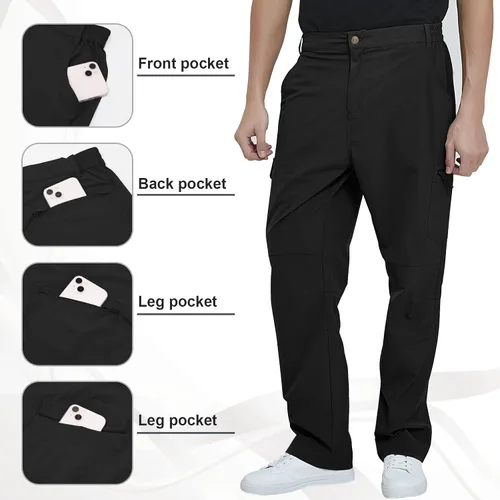 Vista 4 de MEETYOO Pantalones cargo de senderismo para hombre, impermeables, tácticos, ligeros, elásticos, para acampar