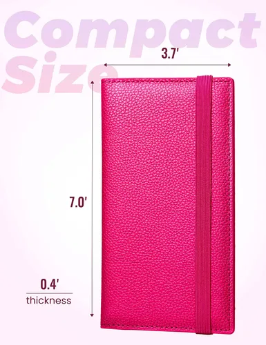 Vista 15 de Yarnic Funda para chequera personal, soporte para chequera con soporte para bolígrafo y divisor de plástico transparente integrado para cheques Rosa