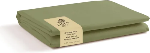 Vista 36 de Sábanas de 100% algodón percal, tamaño individual, 1 sábana encimera, ropa de cama fresca, resistente y transpirable, celeste