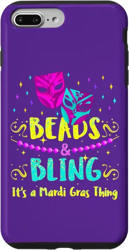 Vista 12 de Funda para iPhone 12 mini Mardi Gras, con cuentas de Nueva Orleans y funda brillante Mardi Gras