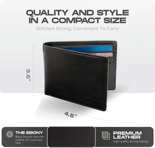 Vista 2 de Cartera para hombre Cartera delgada de piel auténtica con RFID Regalo para hombres empaquetado en elegante caja de regalo