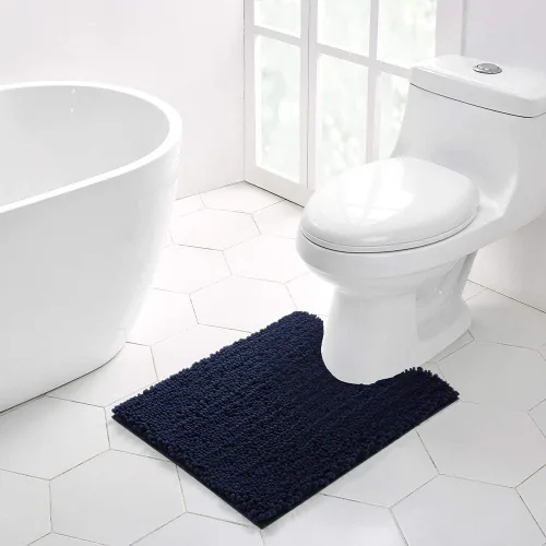Vista 88 de Walensee Alfombra de baño antideslizante (32x20, azul oscuro) absorbente de agua, súper suave, felpilla peluda, lavable a máquina, se seca