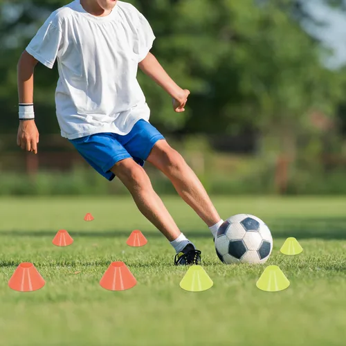 Vista 3 de Juego de 20 mini conos de disco de fútbol, marcadores de entrenamiento de fútbol PE para entrenamiento deportivo, fútbol, baloncesto, patinaje