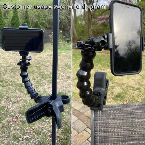 Vista 8 de Suptig - Soporte para teléfono de escritorio con cuello de ganso, clip de sujeción para poste, soporte de montaje, compatible con iPhone 16 Plus
