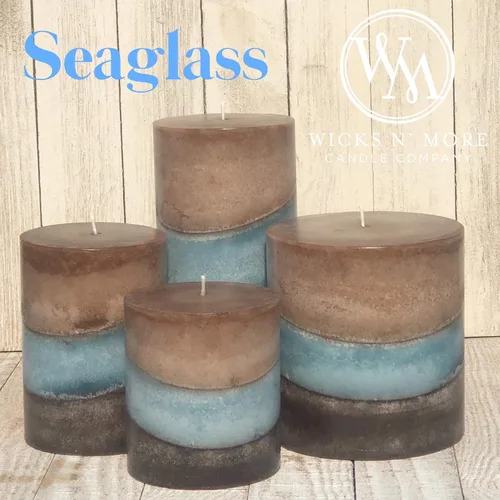 Vista 3 de Wicks N More Vela perfumada de pilar de Seaglass (3x3)