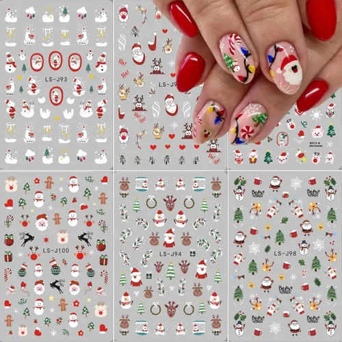Vista 8 de 8 hojas de calcomanías de arte de uñas para el día de San Valentín, autoadhesivas, 3D, color plateado, rosa, rojo, labios, letras de corazón, diseño