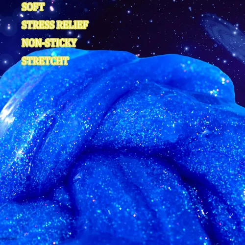 Vista 2 de 24 paquetes de slime azul de la galaxia estrellada, recuerdo de fiesta para niños, niñas y niños, antiadherente, alivio del estrés y la ansiedad