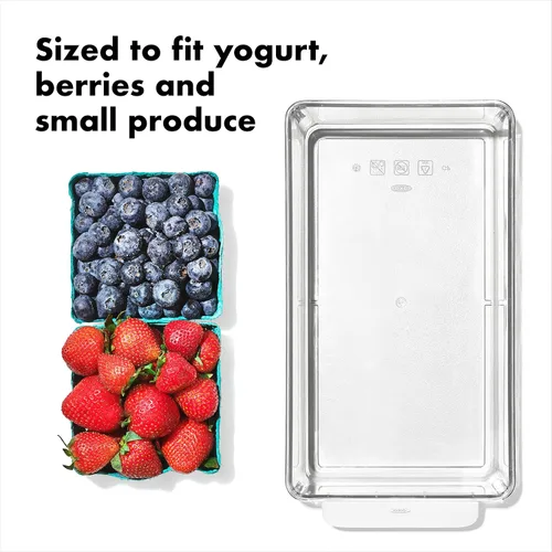 Vista 2 de OXO Good Grips Contenedor de Organización para Refrigerador 5 in x 10 in - para Contenedores de Bayas, Tazas de Yogur y Más