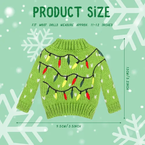 Vista 2 de Aoriher 3 piezas de ropa de muñeca de Navidad, accesorios de Navidad, conjunto de suéter pequeño, ropa de punto, alce, Navidad, árbol de Papá Noel
