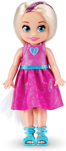 Vista 5 de Sparkle Girlz ZURU - Conjunto de muñeca y mascota de princesa, vestido azul y perro, 2 mascotas incluidas, muñeca de moda posable, vestido