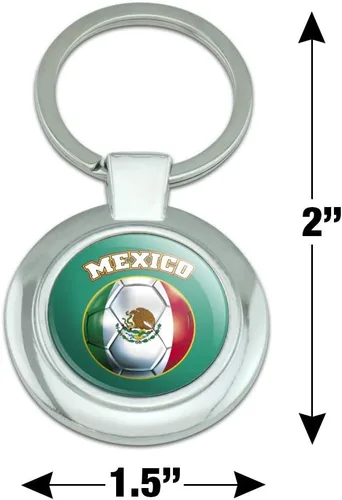 Vista 2 de Llavero de fútbol americano de México con clase redonda de metal cromado