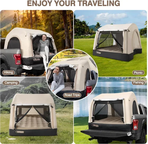 Vista 8 de Tienda de campaña autoinflable con colchón, PU2000mm impermeable, bomba de aire recargable, 3 minutos de instalación rápida Tienda de campaña