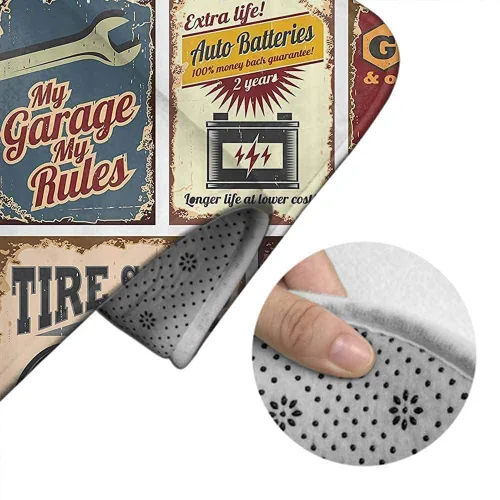 Vista 4 de Tapete de baño antiguo para automóvil de los años 50, retro, garaje, accesorios antiguos, póster de reparación estadounidense, alfombra de baño