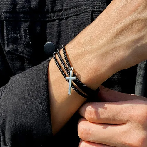 Vista 8 de Pulsera de cruz para mujer, pulsera de cristal, bautismo, primera confirmación, comunión, regalos religiosos