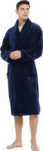 Vista 4 de U2SKIIN Mens Fleece Robe Plush Collar Shawl Bathrobe