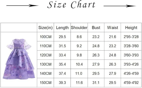 Vista 6 de Drofe Mirabel - Disfraz de princesa, vestidos de Halloween para niñas (47.2 pulgadas, púrpura 1)