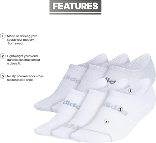 Vista 2 de adidas Calcetines Superlite Linear 3.0 Super No Show para Mujer (6 Pares)