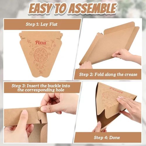Vista 3 de Teenyyou 36 cajas de pizza desechables individuales para rebanadas de pizza de 9.65 x 7.28 x 1.77 pulgadas, soporte individual para suministros