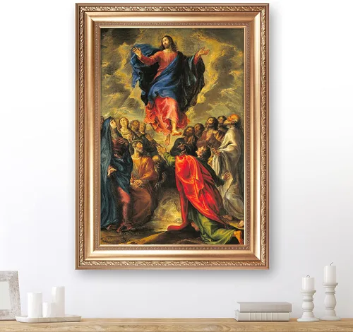 Vista 40 de Anunciación de Leonardo da Vinci Reproducciones de arte clásico, impresiones en lienzo giclée para decoración del hogar, 16 x 30 pulgadas