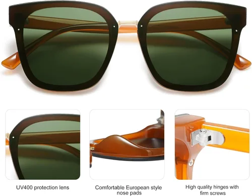 Vista 5 de SOJOS Gafas de sol cuadradas de gran tamaño para mujer diseño de Sunnies SJ2116