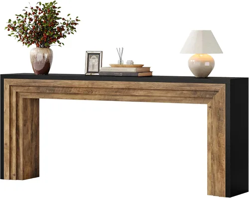 Vista 8 de Tribesigns Mesa consola larga de 70.9 pulgadas, Mesa de sofá de madera estrecha estilo granja detrás del sofá para sala de estar, entrada, pasillo