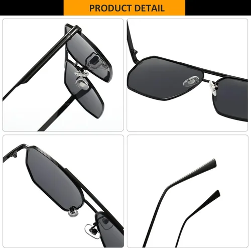 Vista 3 de Kelens Lentes de sol polarizados cuadrados de gran tamaño para mujeres y hombres, marco de metal retro, tonos vintage, lentes de sol de moda UV400