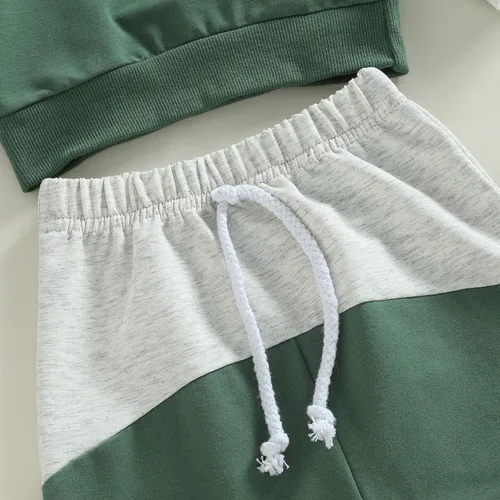 Vista 4 de Endorothii Conjunto de sudadera con capucha y pantalones de manga larga para bebé niño y niño, 2 piezas, ropa de otoño