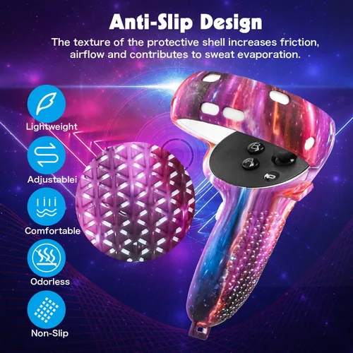 Vista 8 de Relohas Accessories for Oculus Quest 2 VR Accessory Set for Meta Quest 2 Include Controller Grip Leather Cover VR Shell Cover Face Cover Lens Cover