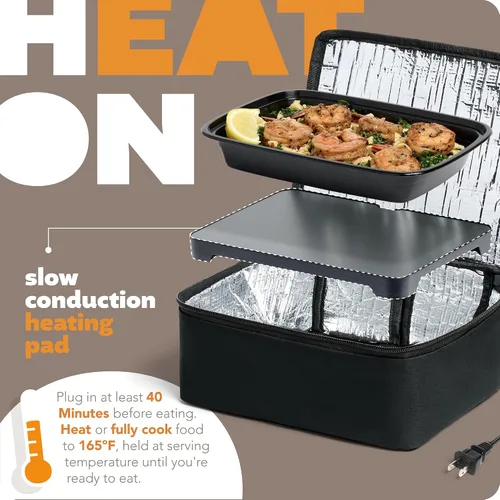 Vista 2 de HOTLOGIC Mini lonchera eléctrica portátil, calentador de alimentos – innovador calentador de alimentos y lonchera térmica para adultos coche/hogar