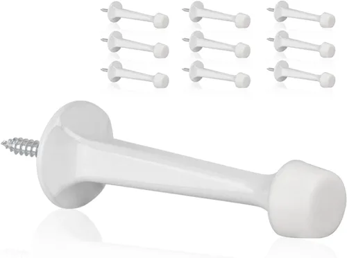 Vista 15 de Paquete de 2 topes rígidos sólidos para puerta, protectores de pared resistentes con puntas de goma suave, color negro