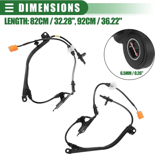 Vista 4 de Motoforti Sensor de velocidad ABS delantero izquierdo derecho para Acura TL 2004-2008, goma, No.57450SEPA01/57455SEPA01, negro, 2