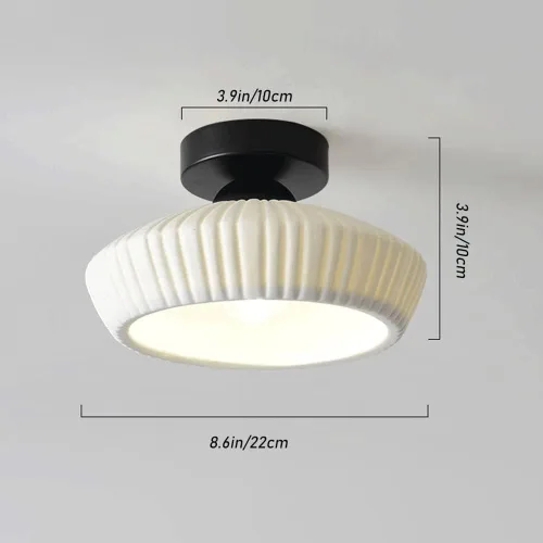 Vista 6 de Lámpara de techo retro de estilo rústico con pantalla de cerámica, iluminación moderna cerca del techo para dormitorio, cocina, porche, pasillo